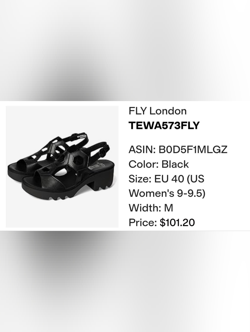 FLY London Black Chunky Cutout Slingback Sandals Sz.9 EUC